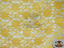 Lace Floral Rachelle Fabric YELLOW / 60" Wide / Sold by the yard
