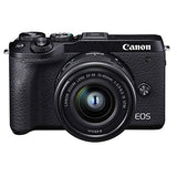 Canon EOS M6 Mark II Mirrorless Digital Camera with 15-45mm Lens + 32GB Card, Tripod, Case, and More (18pc Bundle)