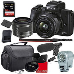 Canon EOS M50 Mark II Mirrorless Digital Camera with 15-45mm Lens + Exreme Speed 64GB Memory 170MB/s + Video Bundle