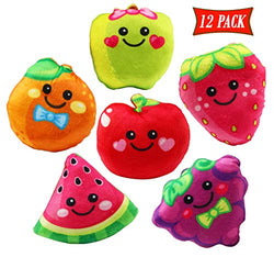 Plush Fruit Cartoon Figures Stuffed Toys, Bulk Set of 12.