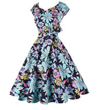Kingfancy Women Vintage 1950s Dress Retro Cocktail Party Swing Dresses with Cap Sleeves NavyDaisy 3XL