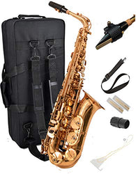 New! Herche Superior Alto Saxophone M2 UPGRADED! | Professional Instruments for All Levels | High F# Key | Complete Set w/Backpack Carrying Case, Neck Strap, Rico Reeds, Cork Grease & Service Plan