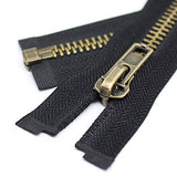 YaHoGa #8 18 Inch Anitique Brass Separating Jacket Zipper Y-Teeth Metal Zipper Heavy Duty Metal Zippers for Jackets Sewing Coats Crafts (18" Anti-Brass)