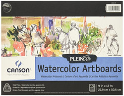 Canson Plein Air Watercolor Art Board Pad for Watercolor, Ink, Gouache and Acrylic, 9 x 12 Inch,