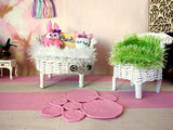 Miniature Dollhouse Rug. Pink Crochet Mini Floor Carpet Mat for Barbie Monster High Blythe Doll.