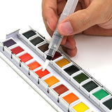 DUGATO Watercolor Paint Set, 24 Assorted Vibrant Colors (in Tin Box) with Metal Ring Bonus Water Brush Pen for Artists, Art Painting, Ideal for Watercolor Techniques