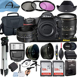 Nikon D850 DSLR Camera 45.7MP Sensor with AF-S NIKKOR 24-120mm f/4G ED VR & 50mm f/1.8D Dual Lens, 2 Pack SanDisk 128GB Memory Card, Bag, Tripod and A-Cell Accessory Bundle (Black)