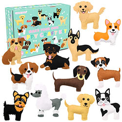 CiyvoLyeen Puppy Craft Kit Kids DIY Crafting and Sewing Set Dog Stuffed Animal Felt Plushie for Girls and Boys Educational Beginners Sewing Set