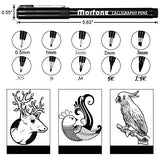 Morfone 10 Size Hand Lettering Pens Calligraphy Brush Pens Black Ink Markers Set Art Kit for Beginners, Hand Writing, Drawing, Sketching, Journaling, Illustrations