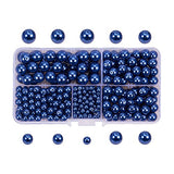 PandaHall Elite Blue Glass Pearl Round Beads 4mm 6mm 8mm 10mm Various Size Mix Lot Box Set with