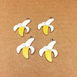 SANQIU 10PCS Enamel Banana Charm Fruit Pendant for Jewelry Making and Crafting