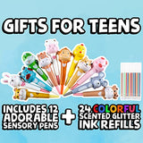 BunMo Party Favors Squishies 12 Pack Pens For Kids - Cute Prizes For Kids Classroom, Cute Pens or Kawaii Pens. Kawaii Stress Relief Pen For Classroom.