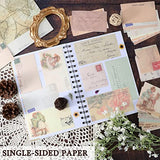 445 PCS Vintage Scrapbook Paper Journaling Scrapbooking Supplies Kit Aesthetic Decorative Craft Paper include 40 Sheet Flowers Stickers for Planner, Bullet Journaling, Junk Journal, Retro Crafts
