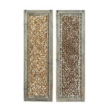 Deco 79 Wood Abstract Woven Seagrass Wall Decor, Set of 2 38"H, 12"W, Brown