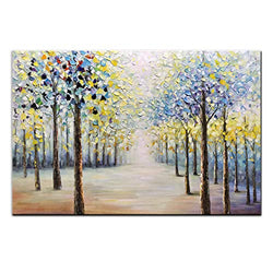 AMEI Art Paintings,24x36Inch Hand-Painted Dense Forest Wall Art on Canvas Abstract Tree Oil Paintings Modern Home Decor Landscape Artwork Stretched and Framed Ready to Hang for Living Room