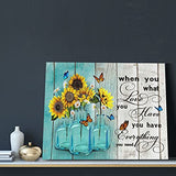 Inspirational Wall Art Rustic Sunflower Quotes Canvas Prints Farmhouse Flower Butterfly Picture Teal Painting Framed Modern Artwork Home Decoration For Bedroom Bathroom Living Room 16x20inch