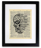 Skull Quote - Skull Day Of The Dead - They Whispered Quote Art - Authentic Upcycled Dictionary Art Print - Home or Office Decor (D284)