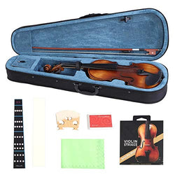 Cocoarm 4/4 Violin Spruce Wood Full Size Handcrafted Vintage Violin Acoustic Starter Kit with Storage Case For Learners Beginners, Rosin, Bridge, Bow, Extra Strings, Fingerboard Sticker Included