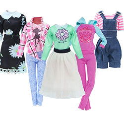 BJDBUS 5 Sets Casual Outfit Fashion Dress Handmade Clothes for 11.5 inch Girl Doll