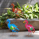 John's Studio Garden Crane Statue Metal Bird Outdoor Decor Glass Heron Flamingo Yard Art Garden Décor,Outdoor Decorations for Patio Yard Lawn Porch, Ornament Gift, Housewarming Garden Gift - Set 3