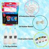 Tie Dye Kit, 3 Colors Fabric Tie Dye Kits for Kids and Adults. 120 ml Large Easy-Squeeze Dyes Bottles, Non-Toxic Tie Dye Colors Supplies for Party Group Gathering (Pink, Yellow, Sky Blue)