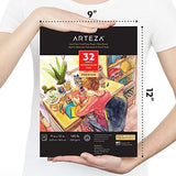 Arteza 9"x12" Watercolor Pad, 32 Sheets, 140lb/300gsm, Glue Bound, Cold Pressed, Acid Free Watercolor Paper Pad, for Wet, Dry & Mixed Media