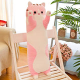 shangman Lovely Plush Cat Doll Cute Cartoon Soft Stuffed Kitten Pillow Long Throw Sleeping Pillow Doll Toy Gift for Kids Girlfriend Multiple Size (Pink,50cm/19.6in)