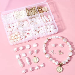 Eluckday Baroque Pearl Beads for Crafts Kit Multiple Styles Pearl Beads with Hole for DIY Craft Necklaces Bracelets Jewelry Repairing Making