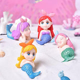 Miniature Mermaid Figurines, 4 Pcs Mermaid Doll Cake Toppers, Mermaid Figure Collection Playset, Fairy Garden Miniature Moss Landscape DIY Terrarium Crafts Ornament, Birthday Cake Decoration