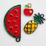 Chenkou Craft Wholesale Random 20pcs Fruit Watermelon Strawberry Berry Banana Coco Lots Mix Alloy