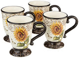 Certified International French Sunflowers Mug, 16-Ounce, Set of 4, 16 ounce, Multicolored