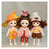 Mini 16cm BJd Doll 13 Movable Joints 3D Big Eyes 1/12 Girl Baby Fashion Doll Beautiful DIY Toy Doll With Clothes Dress Up Gift Cool Girl Casual Loli Clothing Set ( Color : 4 , Size : 16cm Doll )
