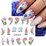 3D Flower Nail Stickers for Nail Art Water Transfer Floral Nail Decals Lavender Rose Camellia Nail Art Stickers Spring Summer Nail Designs Flower Stickers for Nails Women Nail Supplies,3 Big Sheets