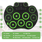 YISSVIC Electronic Drum Set Electric Drum Set 9 Drum Pads Rechargeable Battery Roll Up Drum Portable with Headphone Jack Built-in Speaker