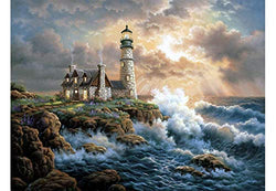 Mobicus DIY 5D Diamond Painting by Number Kits，Full-Drill Embroidery Painting，Wall Art Home Decor（Lighthouse，14X18inch）