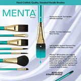 Royal & Langnickel Menta, 5 pc Stroke Variety Brush Set for Watercolor Paints, Includes - Stroke, Round, Angular, Scrubber & Script Brushes