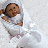Paradise Galleries Reborn African American Black Newborn Doll in Silicone Vinyl Baby Bundles: Reaching for The Stars, 19 inch 7-Piece Ensemble