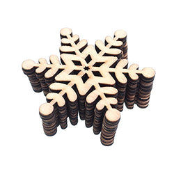 RayLineDo 10pcs Snow Flower Shaped Hollow Design A Wooden Embellishments 80MM With Lanyard for