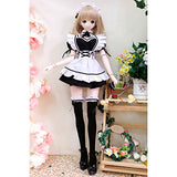 HMANE BJD Dolls Clothes 1/3, Bubble Dress Maid Outfit Clothes Set for 1/3 BJD Dolls - (Black + White) No Doll