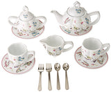 Delton Products Pink Butterfly Children's Tea Set with Basket