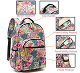 Leaper Water-resistant Floral Laptop Backpack Travel Bag Bookbags Satchel (Leaves-Black)