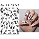 Halloween Nail Art Stickers Decals Designer Nail Stickers Nail Art Supplies 3D Gothic Nail Decals Black Dark Skull Heart Lips Moon Ghost Nail Designs Stickers for Acrylic Nails Art Decoration (8Pcs)