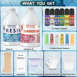 Epoxy Resin Kit - 1 Gallon Clear Resin Epoxy with Pigment, Glitter, Self Leveling Easy Mix 1:1 Casting Resin and Hardener, Resin Art Supplies for River Table Tops, Jewelry Projects, Mold Casting