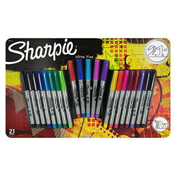 Sharpie Permanent Markers, Ultra Fine Point, Assorted Colors, Set of 21