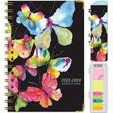 HARDCOVER Academic Year 2023-2024 Planner: (June 2023 Through July 2024) 5.5"x8" Daily Weekly Monthly Planner Yearly Agenda. Bookmark, Pocket Folder and Sticky Note Set (Black Watercolor Butterflies)