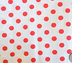 Polycotton Fabric Printed POLKA DOTS RED WHITE BACKGROUND / 60" Wide / Sold by the Yard