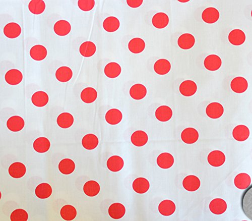 Polycotton Fabric Printed POLKA DOTS RED WHITE BACKGROUND / 60" Wide / Sold by the Yard