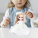 Yiju Cute 15cm BJD Doll 6inch 13 Jointed Toy Makeup Face Simulation Accessories Handmade Princess Dress Girl Doll Dress up Toys for Birthday Kids , Beige