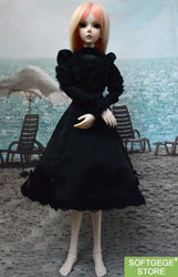 softgege 1/3 MSD DOD BJD Evenign Dress/Long Sleeve/Outfit Doll Dollfie Luts Black / Sales for Have a Minor flew at Hem