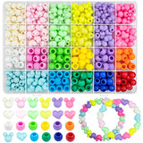 450 Pcs Hair Beads for Girls Braids, Mickey Beads Mouse Head Bead Acrylic Heart Pastel Pony Beads Rainbow Kandi Beads Kits for Jewelry Making Hair Braids DIY Bracelet Necklace Handmade Craft (Mix)